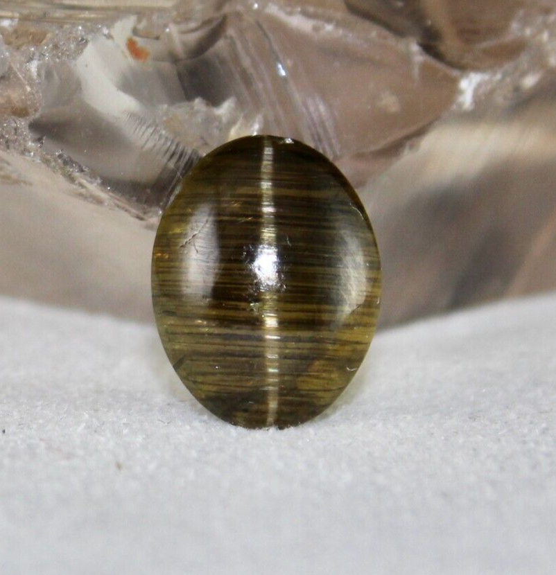 Certified Natural Cats Eye Apatite 11.78 Ct 15x12mm Green Gemstone For Pendant