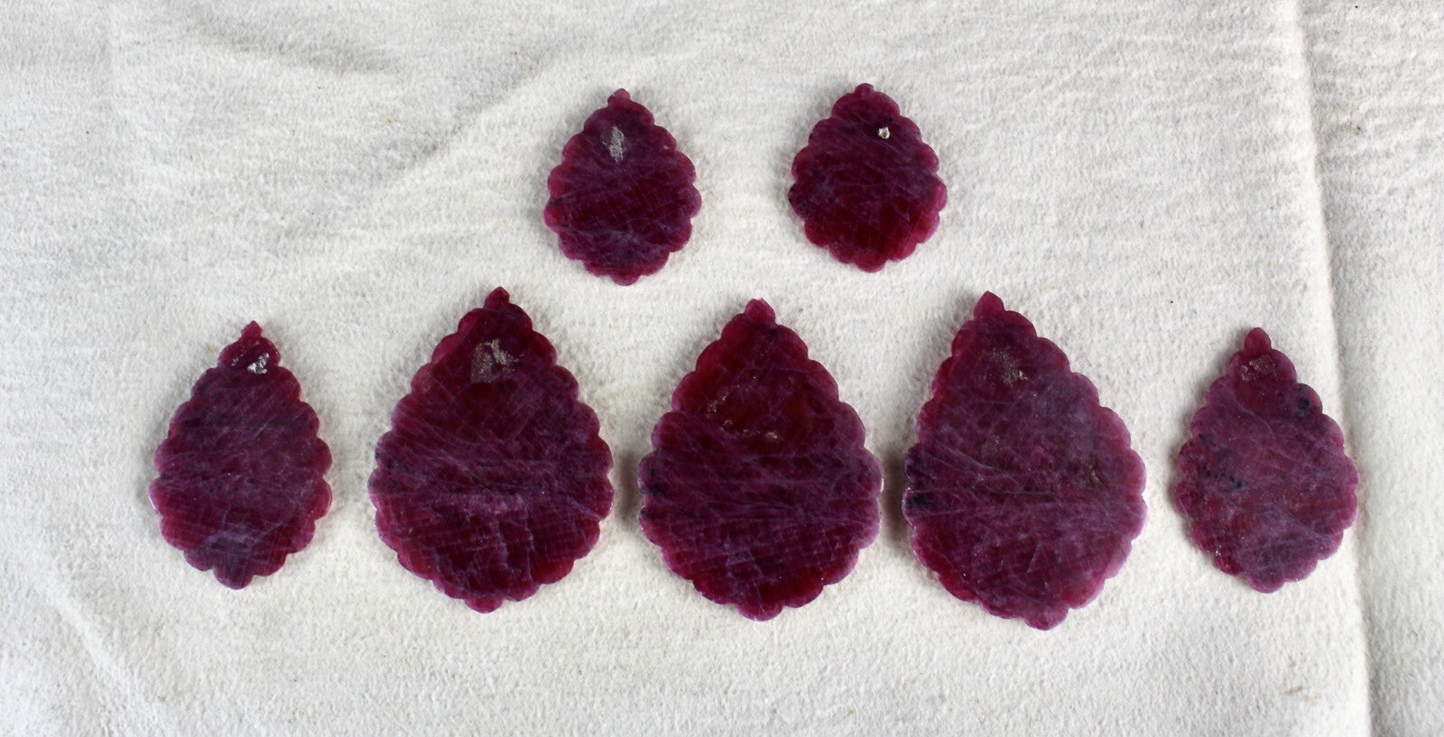 Certified Natural Ruby Set Carved Pear 7 Pcs 109 Ct Untreated Gemstone Design