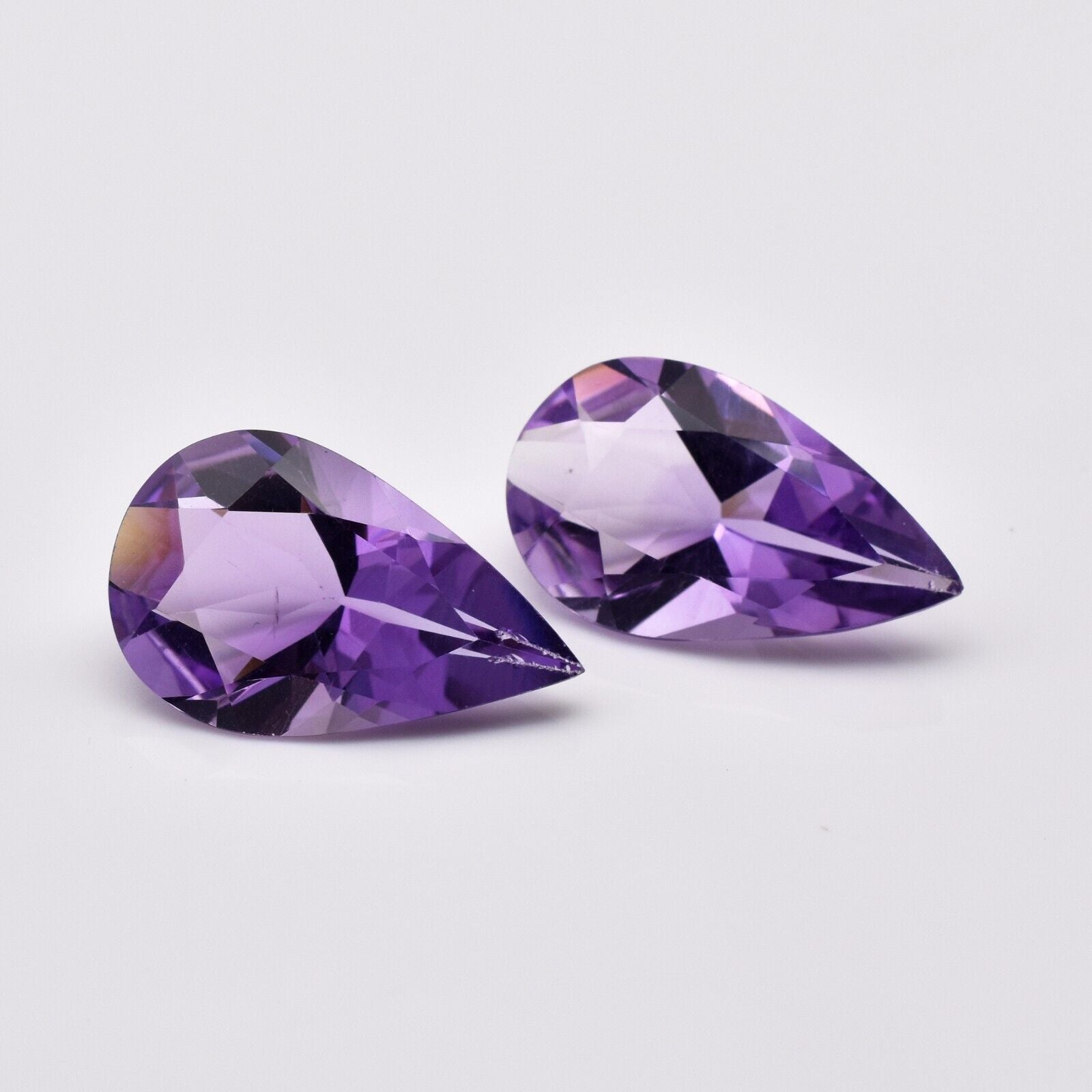 Natural Amethyst Pear Cut Loose Gemstone Pair 24x15 mm 26.04Ct Designing Earring