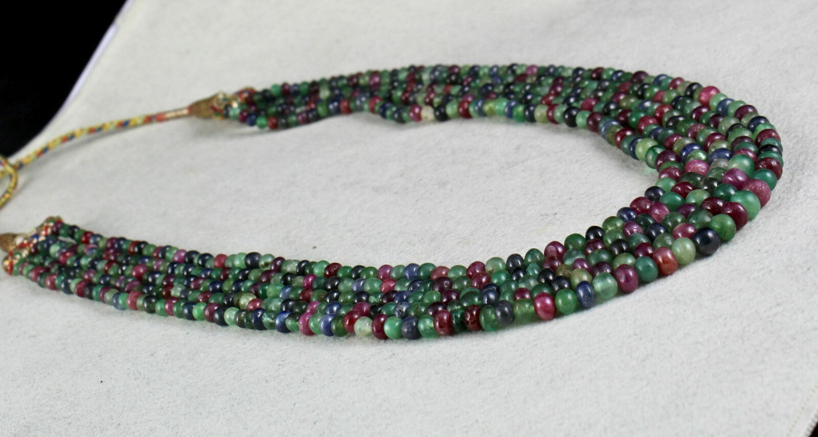 Certified Natural Emerald Ruby Sapphire 377ct Gemstone Necklace For Women