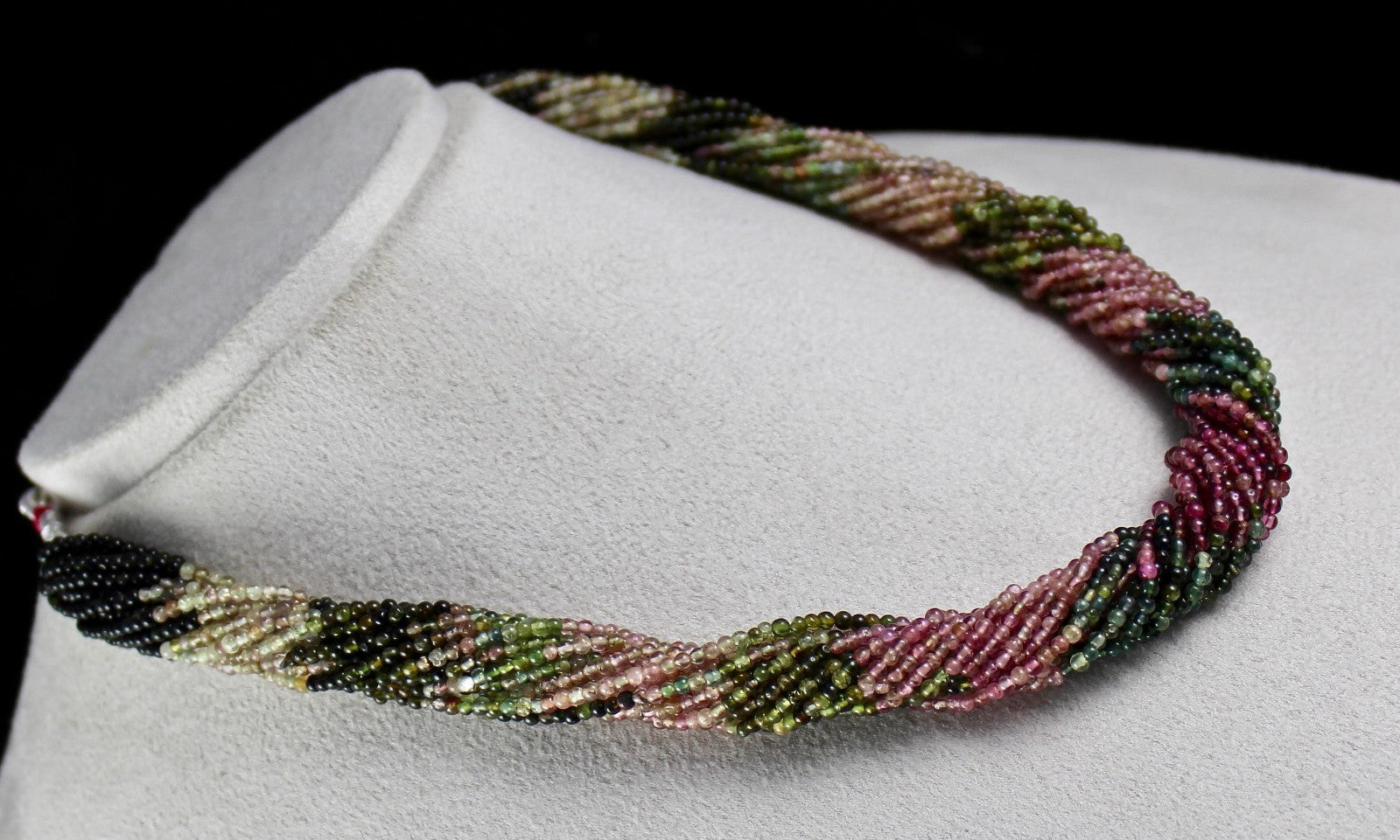 Natural Multi Colour Tourmaline Beads Necklace 925 Sterling Silver Hook
