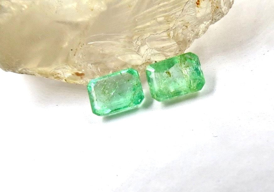 Natural Colombian Emerald Pink Spinel 6 Pcs 5.94ct Octagon Precious Gemstone Set