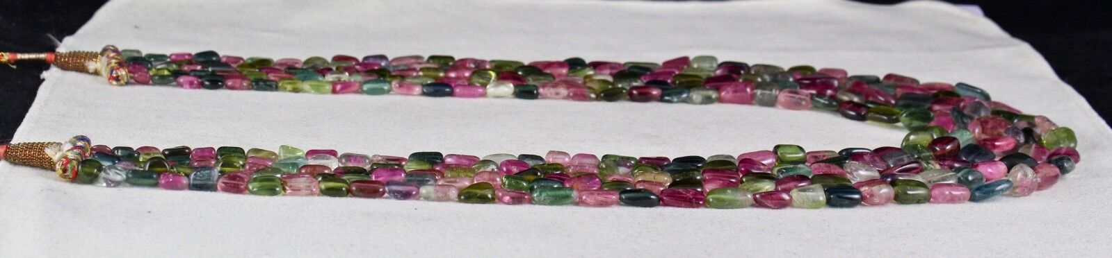 Fine Natural Multi Tourmaline Beads Cabochon 5 L 667 Ct Gemstone Necklace