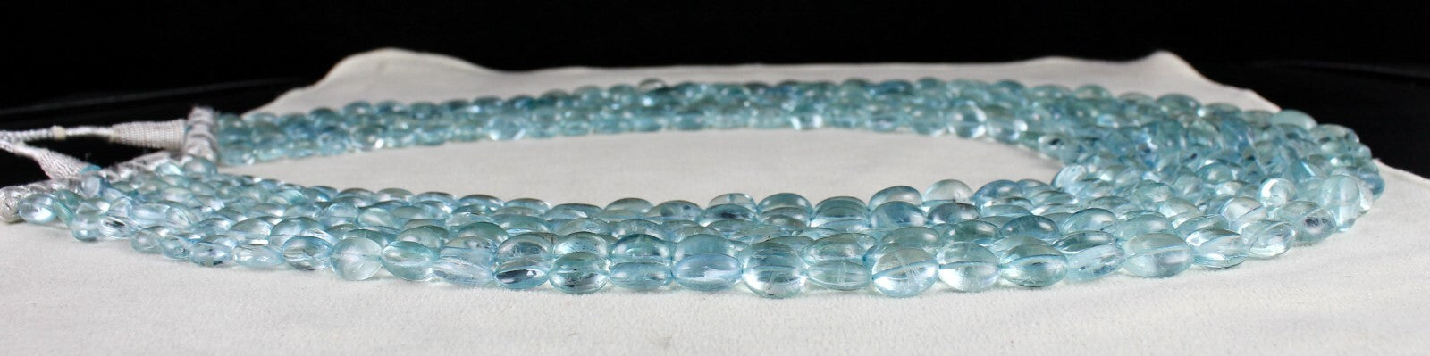 Certified Natural Blue Aquamarine Beads 1405 Ct Cabochon Necklace 7 L Important