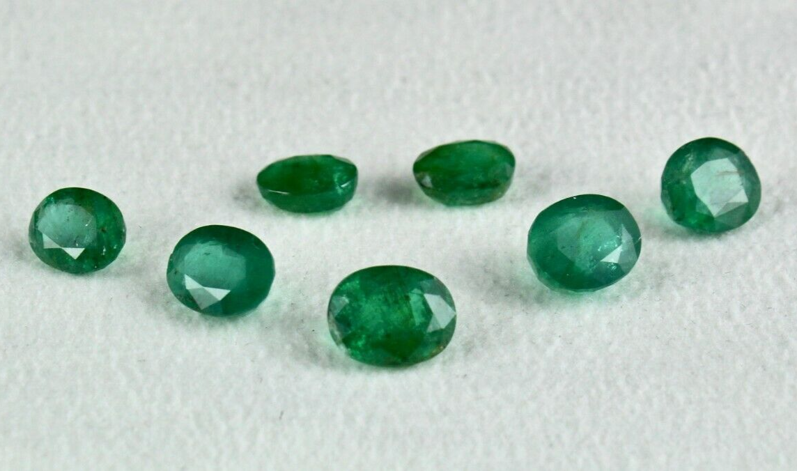 Earth mined Natural Zambia Emerald Oval Cut 7 Pc 16.03 Ct Gemstone Set Designing