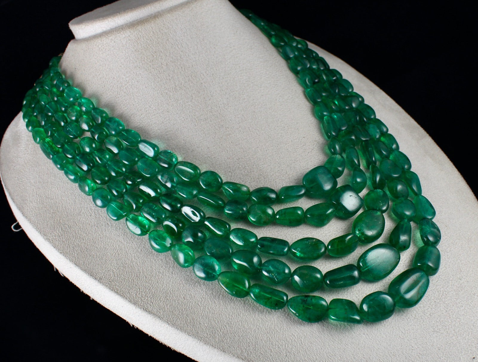 Certified Natural Zambian Emerald Beads Cabochon 1250ct Gemstone Necklace