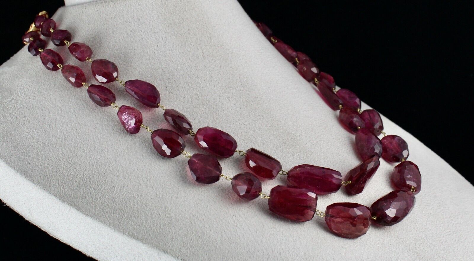 NATURAL PINK TOURMALINE RUBELLITE BEADS CABOCHON 2 L 669 CTS GEMSTONE NECKLACE