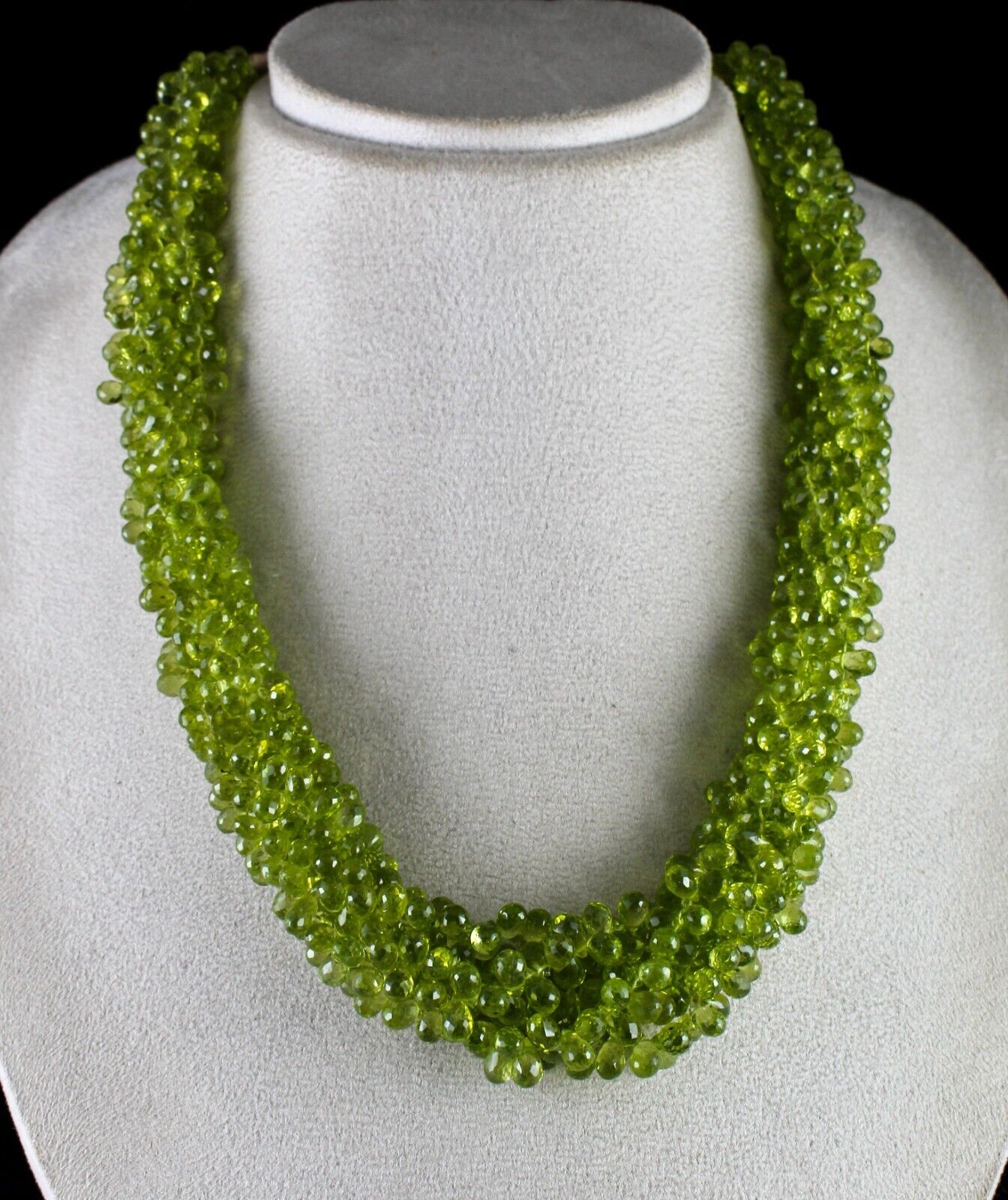 Peridot Necklace Beads Tear Drops 5L 1071 Ct Gemstone Silver Fashion String