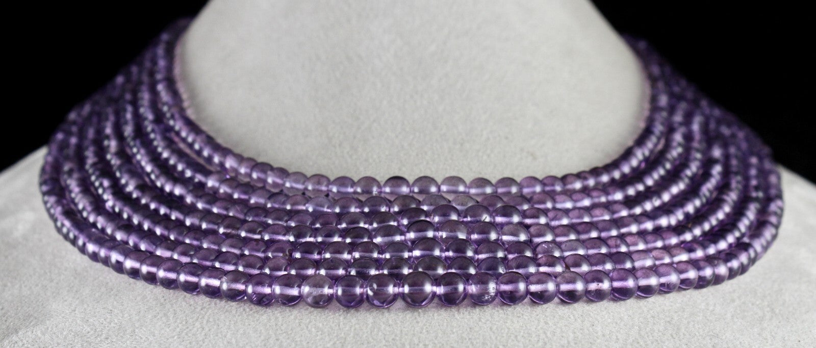 Natural Amethyst 7 Line Beads Necklace 804 Ct Purple Fashion Gemstone For Women