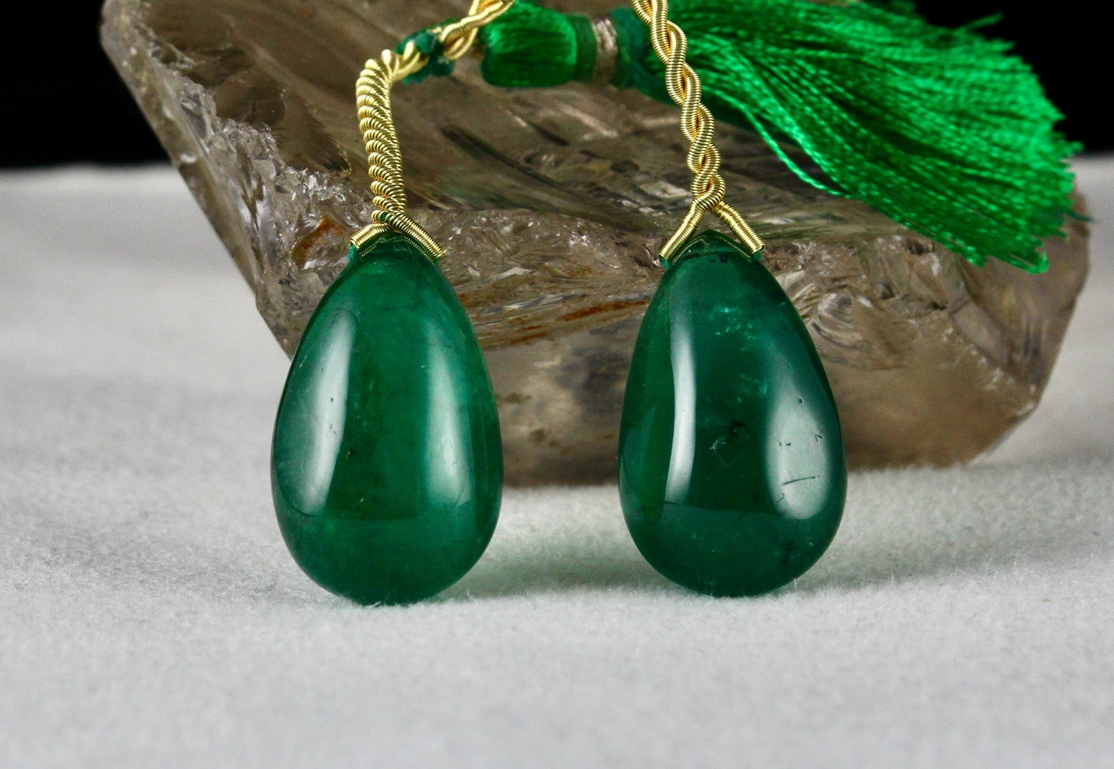 Certified Natural Emerald Tear Drop 49.23 Ct Loose Gemstone Pair Design Earrings