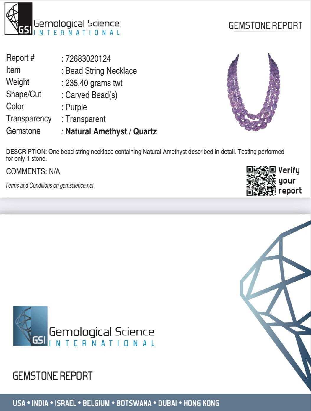 Certified Vintage Natural Amethyst 1152 Ct Carved Beads Purple Necklace