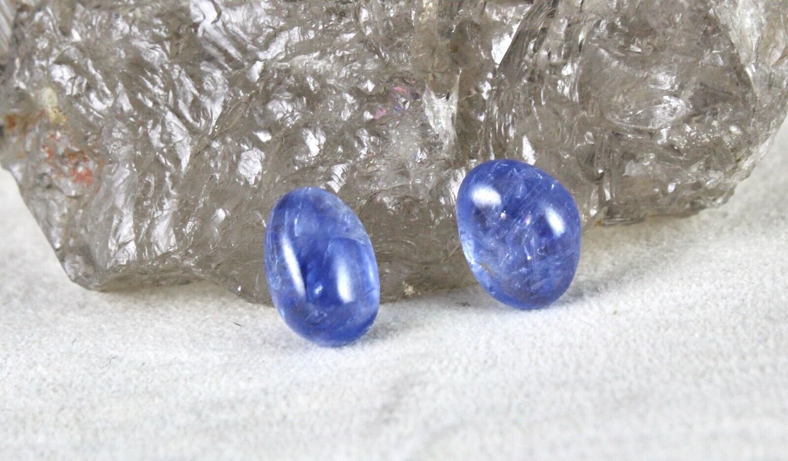 NATURAL BURMESE BLUE SAPPHIRE 13.85 CT LONG OVAL CABOCHON GEMSTONE PAIR EARRING