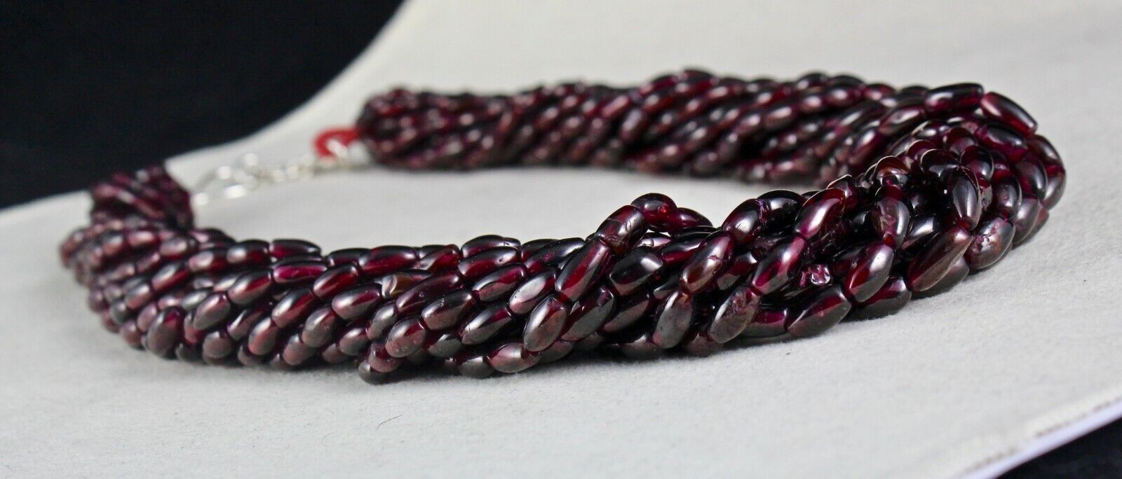 Exclusive Natural Red Garnet Beads Fancy 12 L 1135 Ct Gemstone Silver Necklace