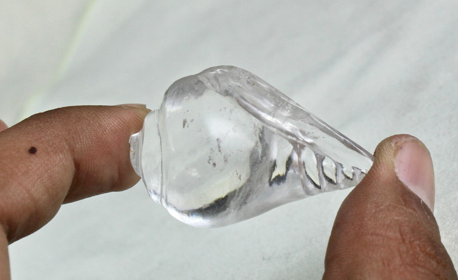 153 Ct Natural Rock Crystal Quartz Gemstone Carved Spiritual Decor Shank