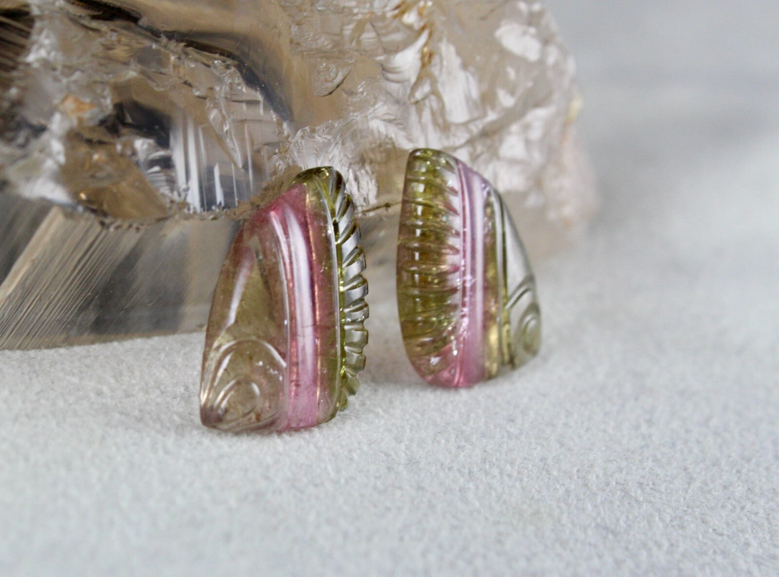 Certified Natural Multi Colour Tourmaline 34.07 Ct Gemstone Pendant Earring