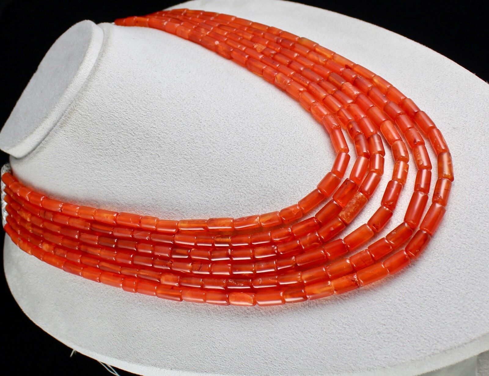 Natural Carnelian Beads Fancy Tube 6 L 1017 Ct Orange Gemstone Fashion Necklace