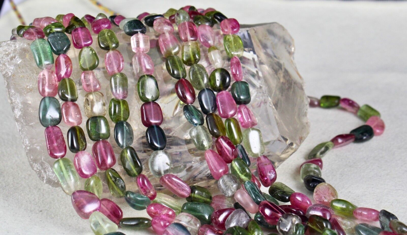 Fine Natural Multi Tourmaline Beads Cabochon 5 L 667 Ct Gemstone Necklace