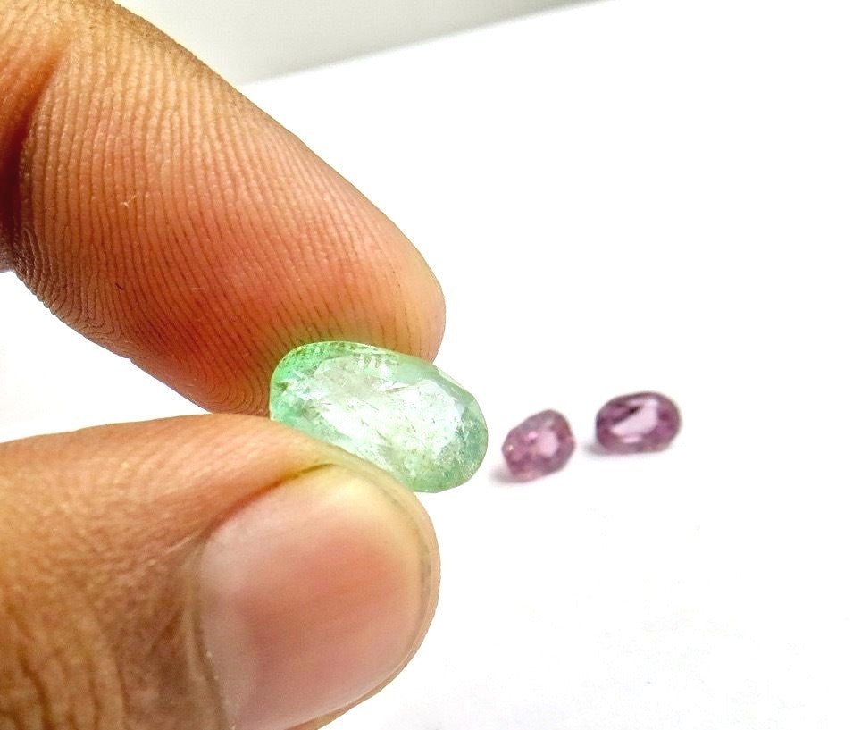 Natural Colombian Emerald & Spinel Octagon 6.45 Cts Gemstone For Jewelry