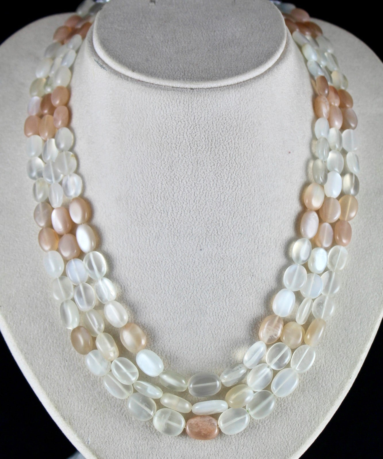 Natural Multi Colour Moonstone 558 Ct Beads Long Gemstone Fashion Necklace