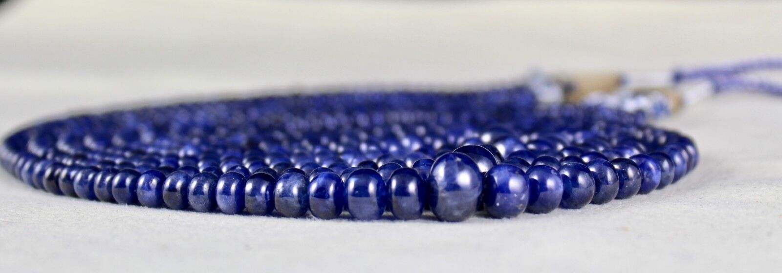 BURMESE BLUE SAPPHIRE BEADS ROUND 5 LINE 614 CTS GEMSTONE COLLECTORS NECKLACE