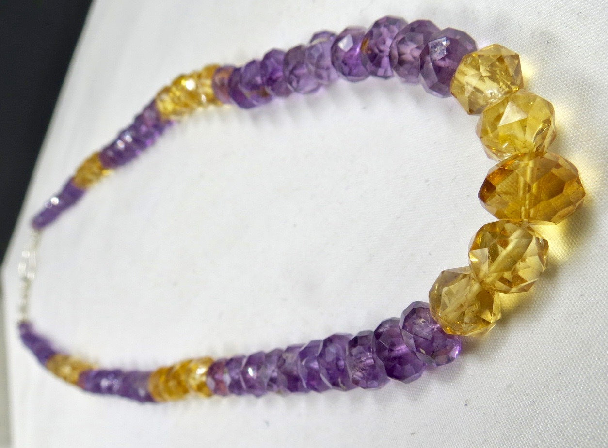 Natural Citrine Amethyst 201ct Faceted Round Beads Gemstone Necklace