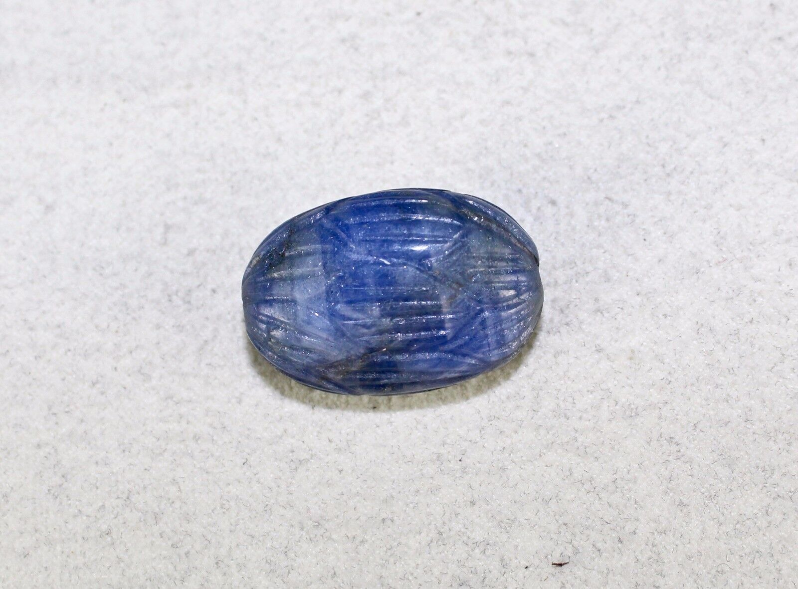 Old Natural Blue Sapphire Bead Engraved Oval 45.70 Ct Hanging Gemstone Pendant