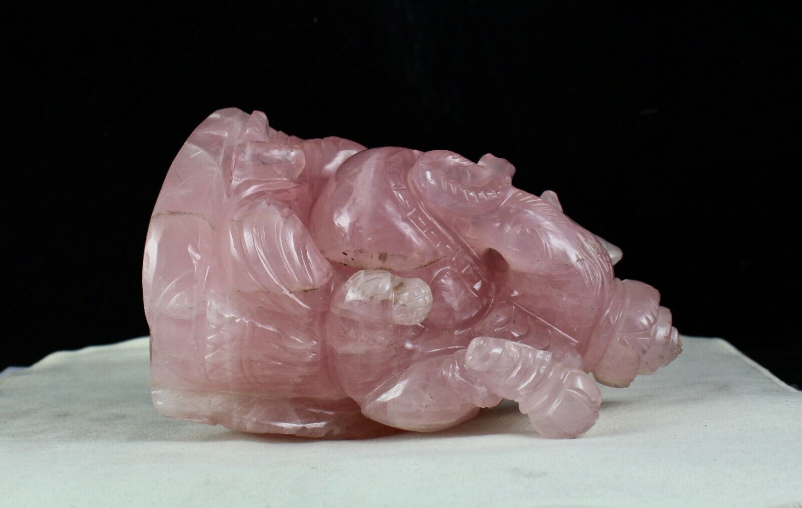 PINK 6" INCH NATURAL ROSE QUARTZ LORD GANESHA 8960 CARATS GEMSTONE STATUE FIGURE