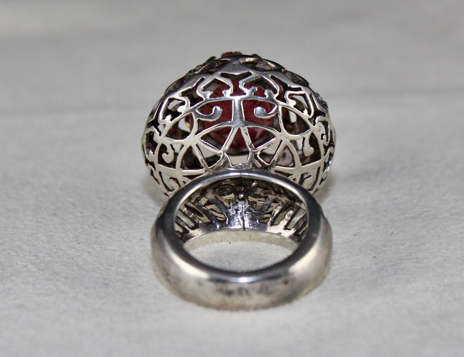 Certified Antique Pink Tourmaline 1.75 Ct Natural Diamond Sterling Silver Ring