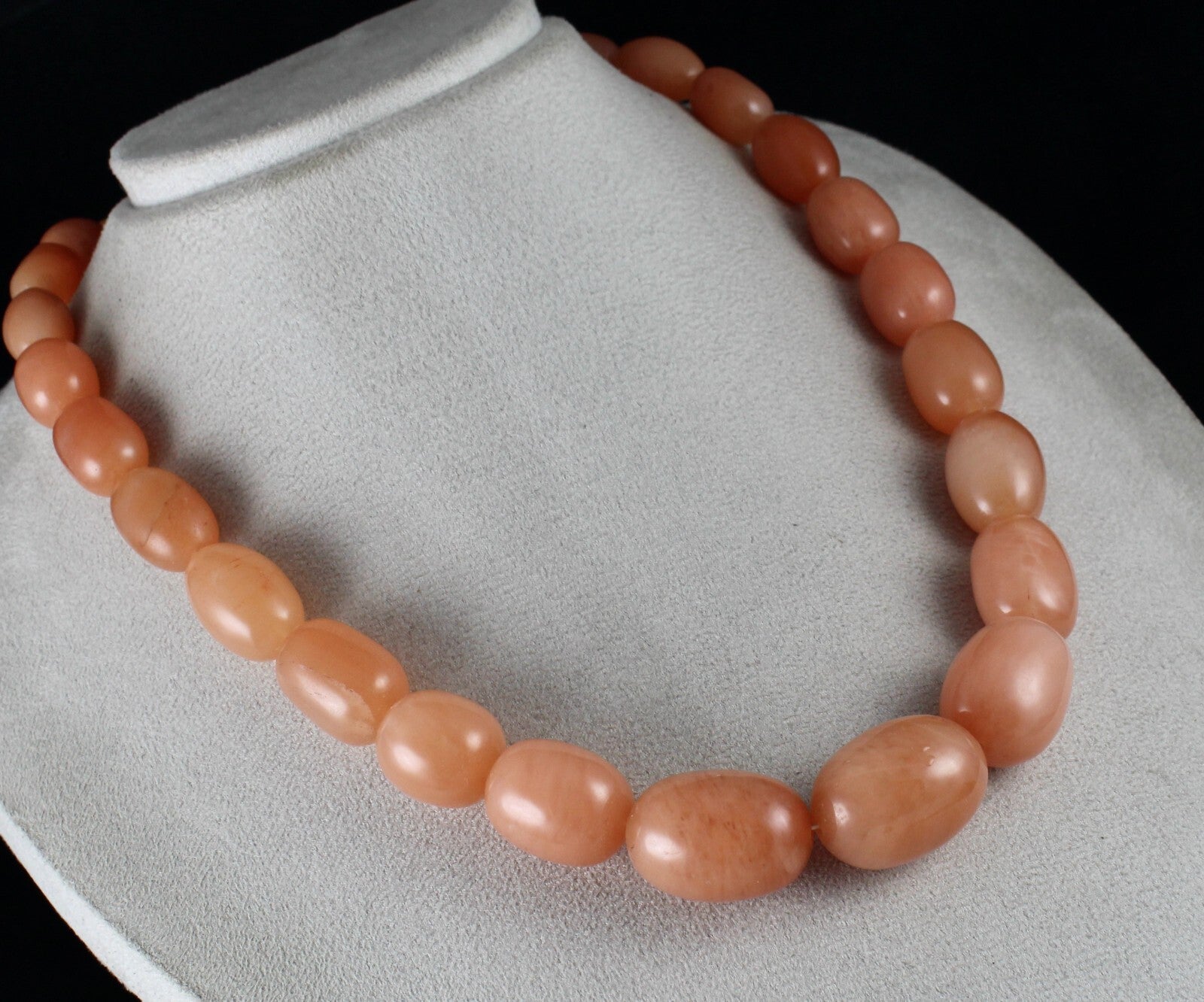 Natural Orange Quartz 1089 Ct Long Beaded Necklace Sterling Silver Clasp