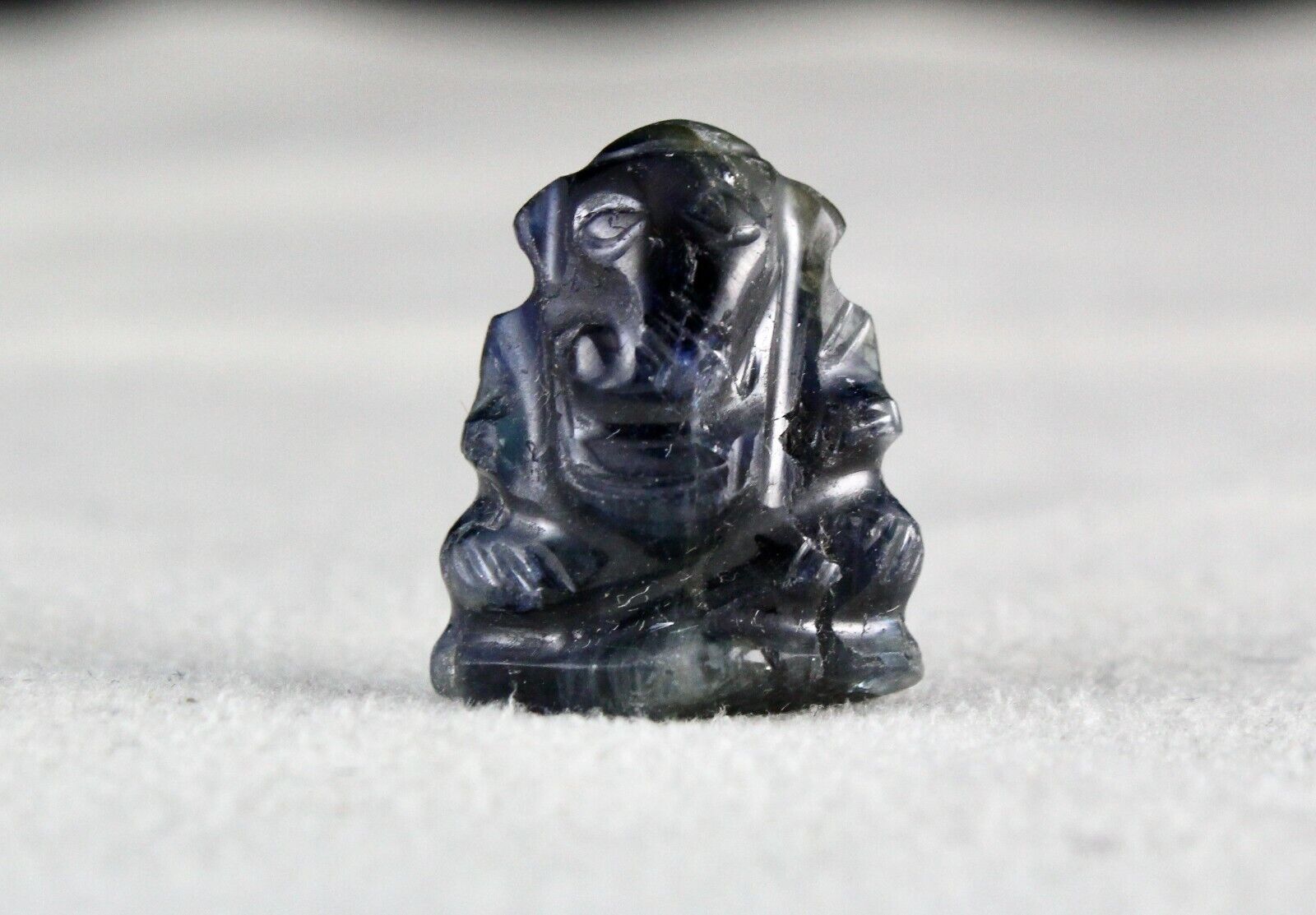 SPIRITUAL NATURAL BLACK SAPPHIRE CARVED GANESHA 18.95 CTS GEMSTONE RING PENDANT