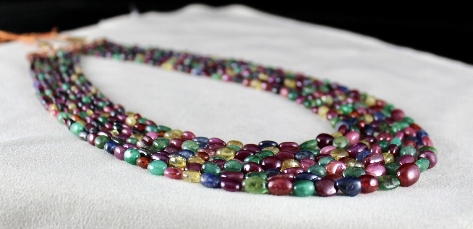 Certified Natural Emerald Ruby Sapphire Hessonite 542ct Gemstone Necklace