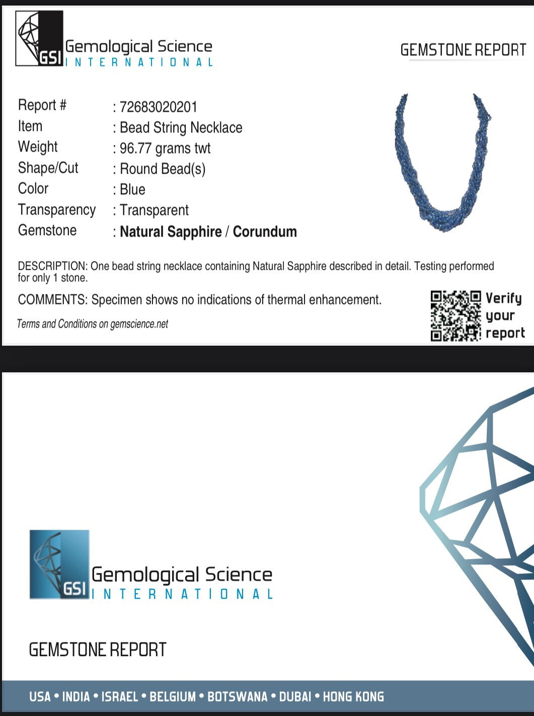 Certified Vintage Natural Blue Sapphire 483 Ct Beads Necklace For Women