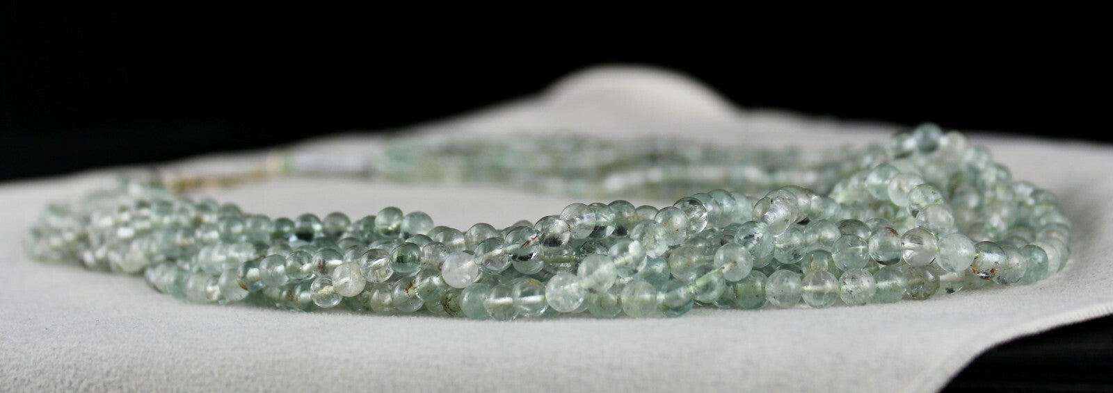 Natural Blue Aquamarine Round Beads 890ct Sterling Silver Necklace