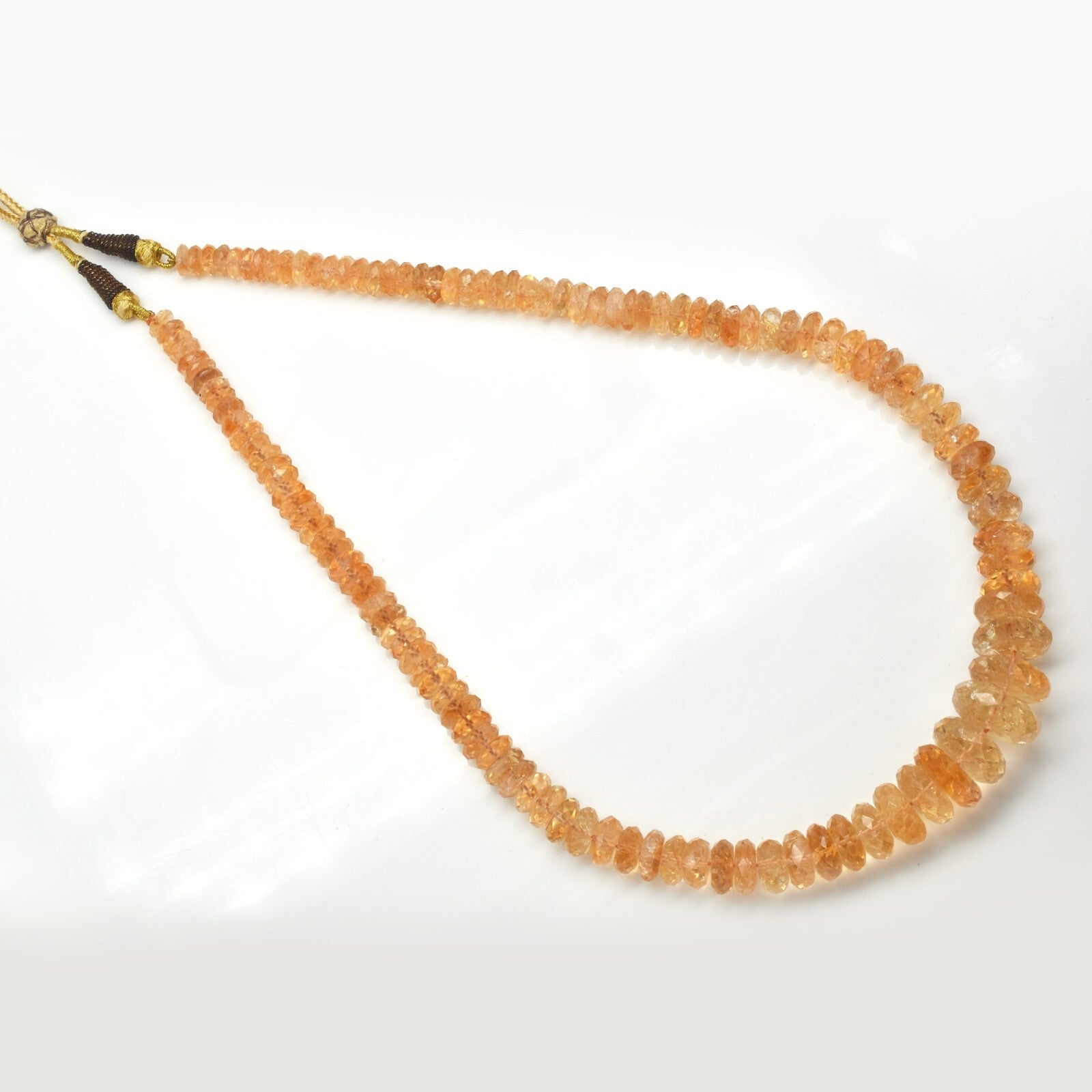 Natural Citrine Yellow Faceted Beads Round Necklace 541 Ct Gemstone Party