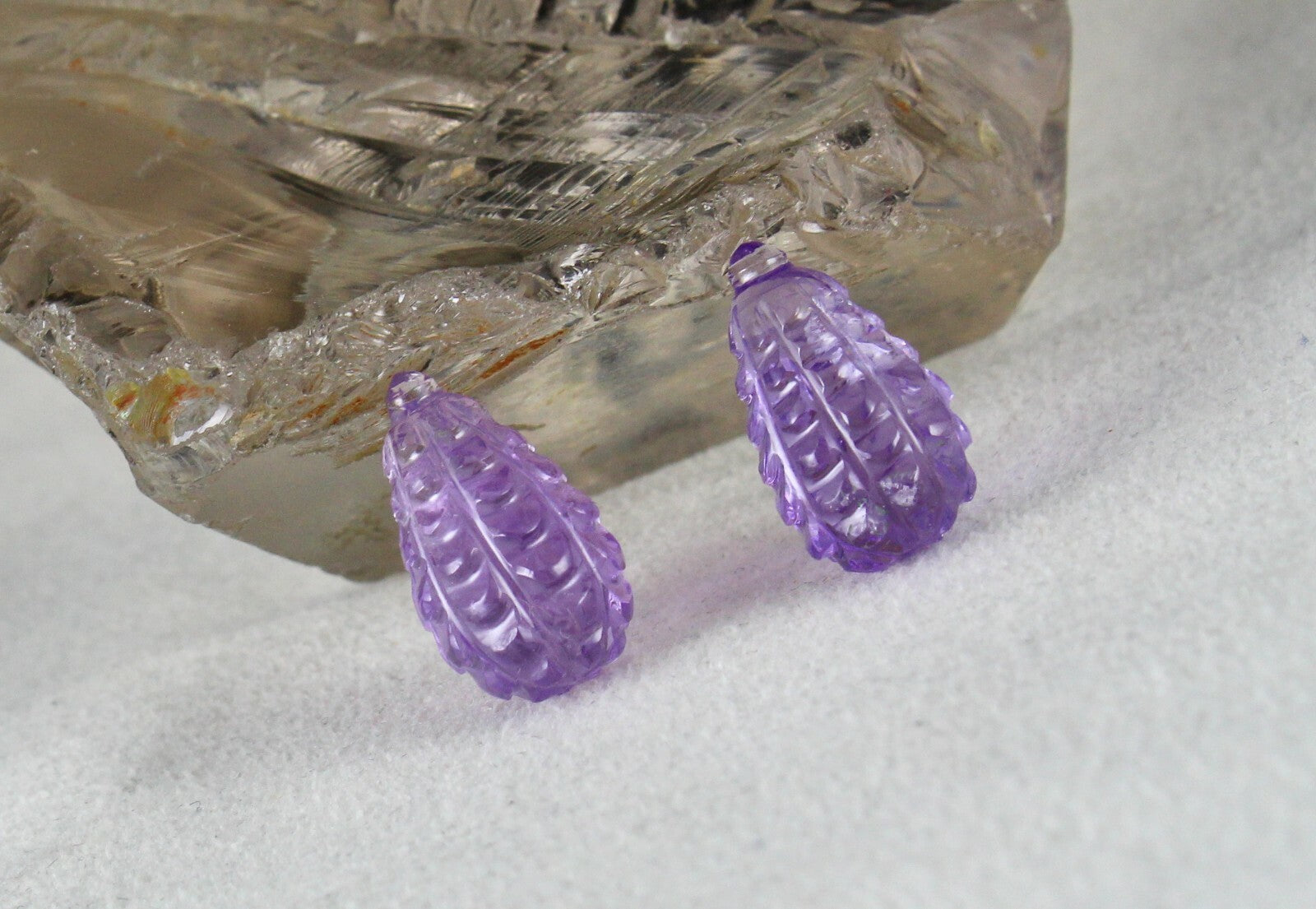 Natural Amethyst Carved Drops 11 Pcs 199 Cts Loose Gemstone Earring Set