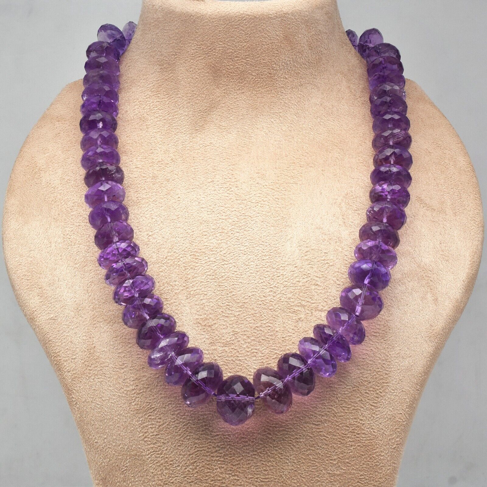 Natural Amethyst Beads Faceted Round 1340 Ct Purple Gemstone Fashion Necklace