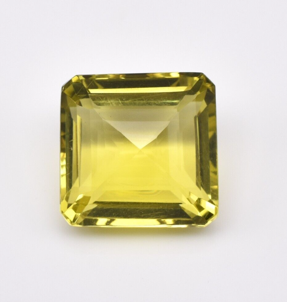 Natural Green Gold Lemon Quartz Octagon Fancy Cut 17.71 Ct Gemstone Ring Pendant