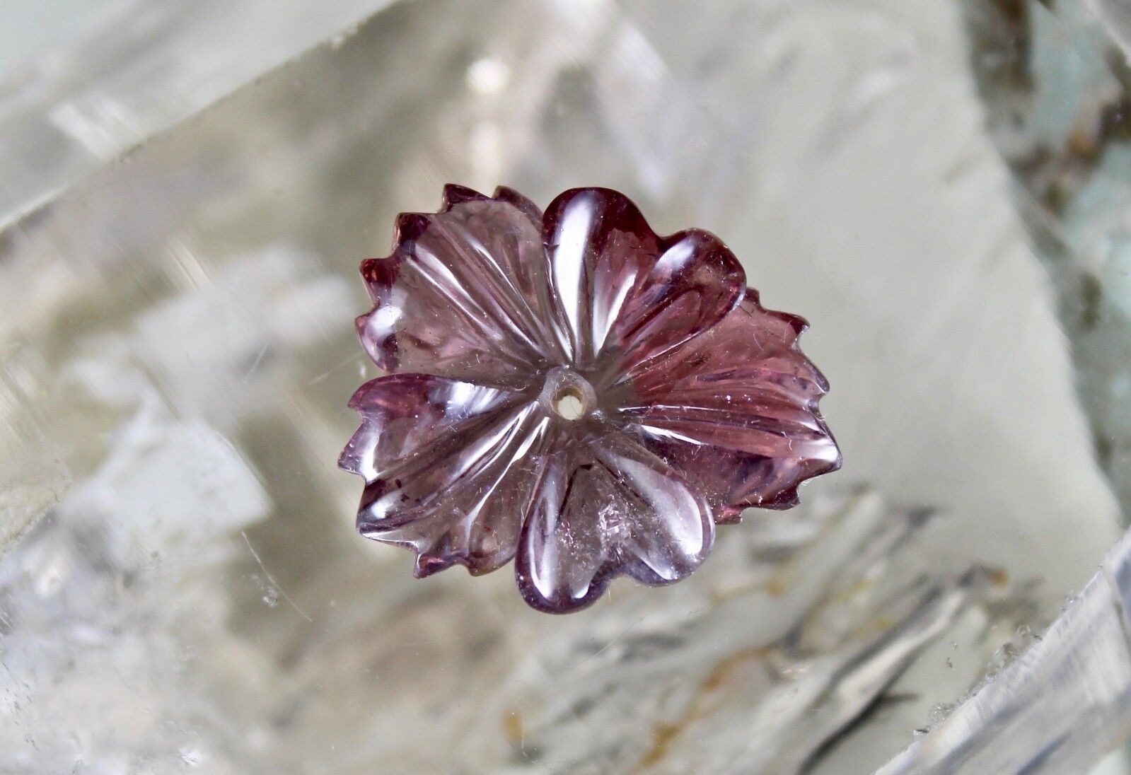 Natural Tourmaline Carved Flower 24.40 Ct Gemstone For Designing Ring Pendant