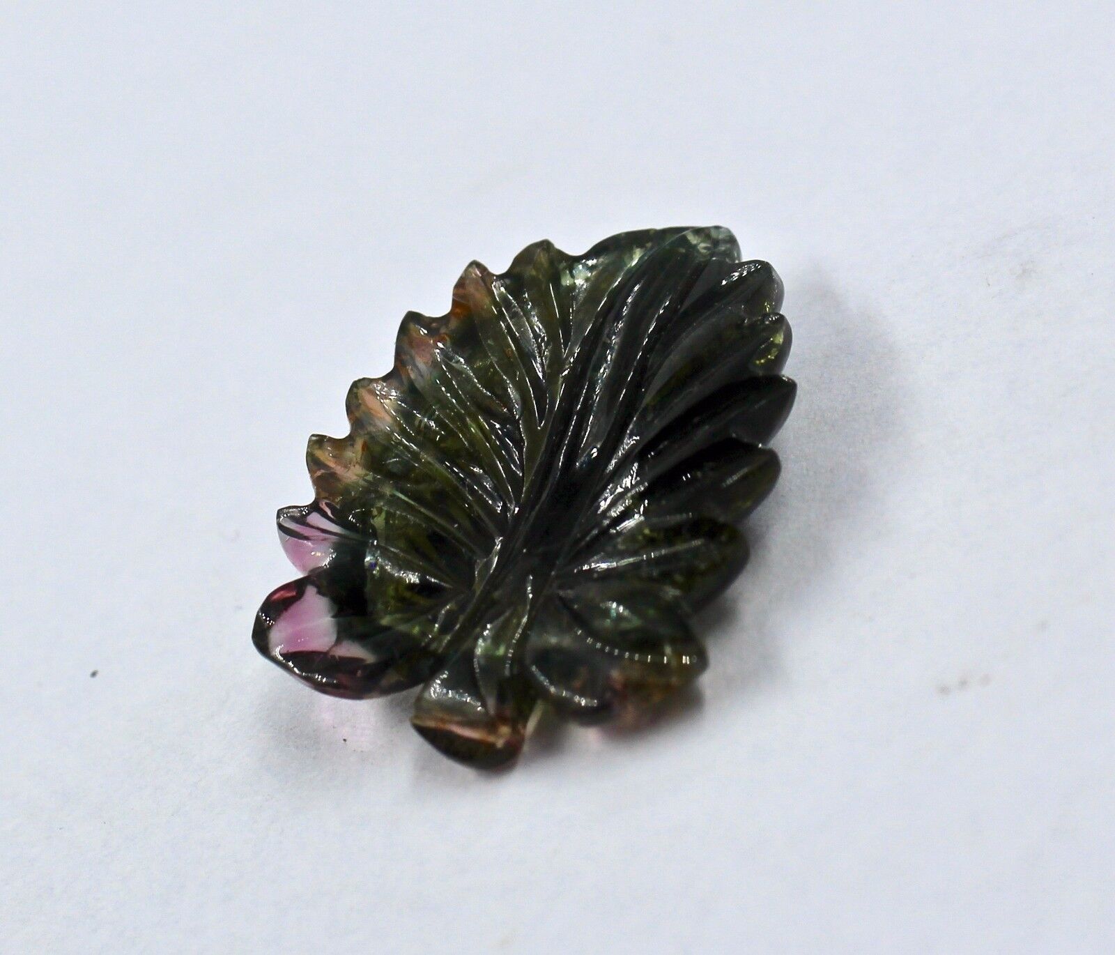 Natural Multi Tourmaline Carved Leaf 30X23mm 20.35 Ct Gemstone Designing Pendant