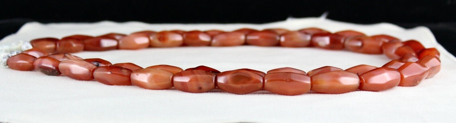 RED NATURAL CARNELIAN BEADS BARREL 2 LINE 1247 CARATS GEMSTONE FASHION NECKLACE