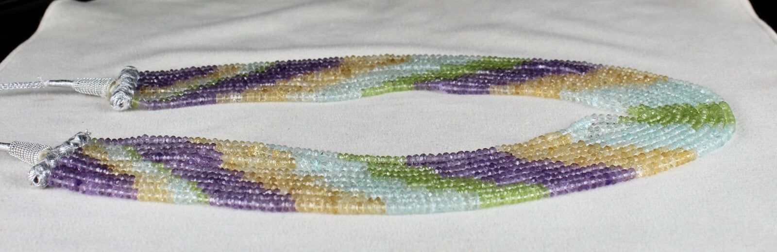 Multi Colour Peridot Citrine Amethyst & Topaz 365ct Beads 10l Gemstone Necklace