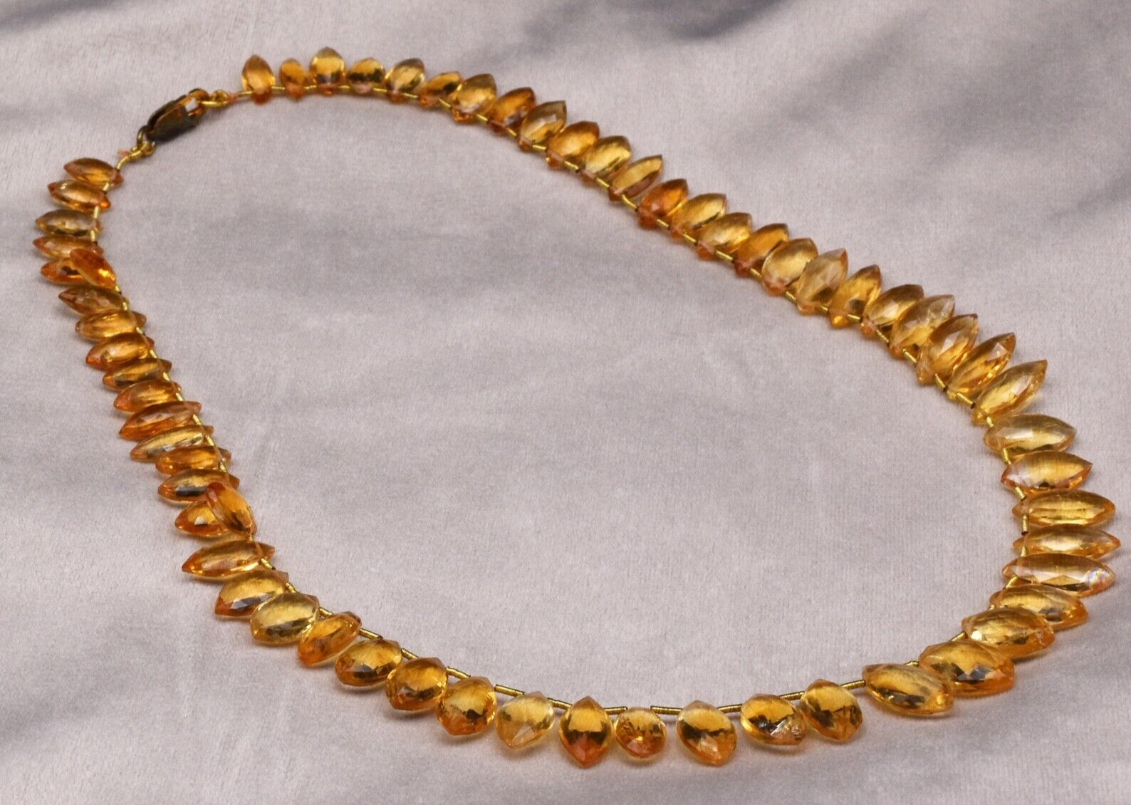 Natural Citrine Marquise Teardrop 167 Ct Yellow Gemstone Silver Beaded Necklace