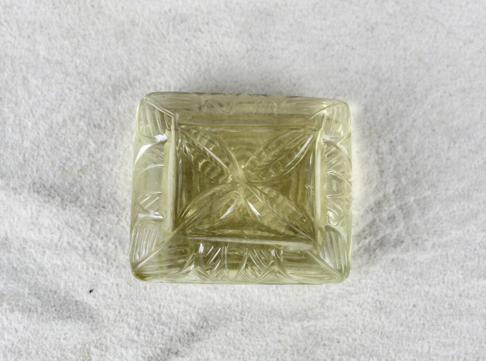 NATURAL LEMON QUARTZ CARVED RECTANGLE 28 MM 106 CARATS GEMSTONE FOR PENDANT