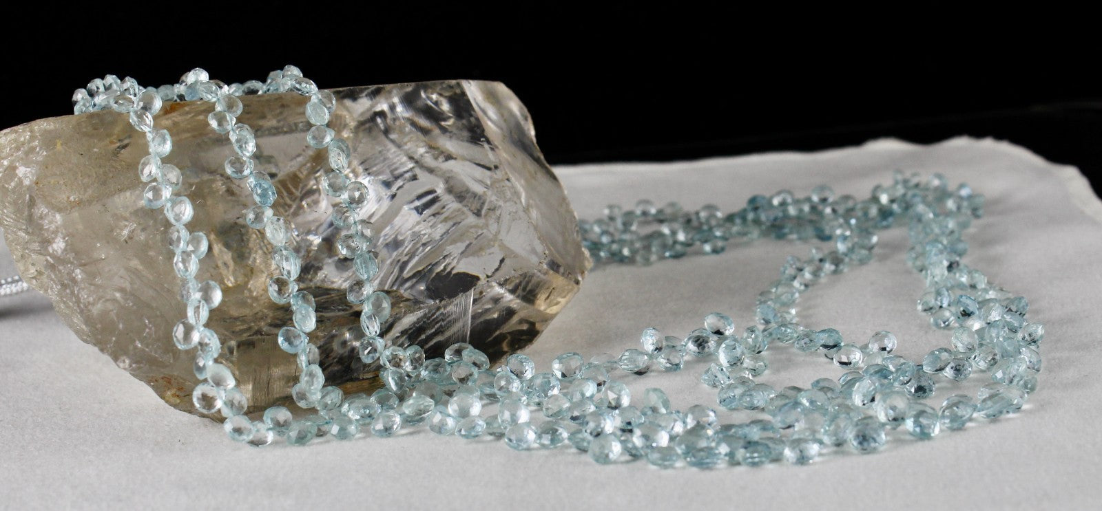 Certified Natural Aquamarine Necklace 253 Ct Blue Faceted Gemstone Tear Drops