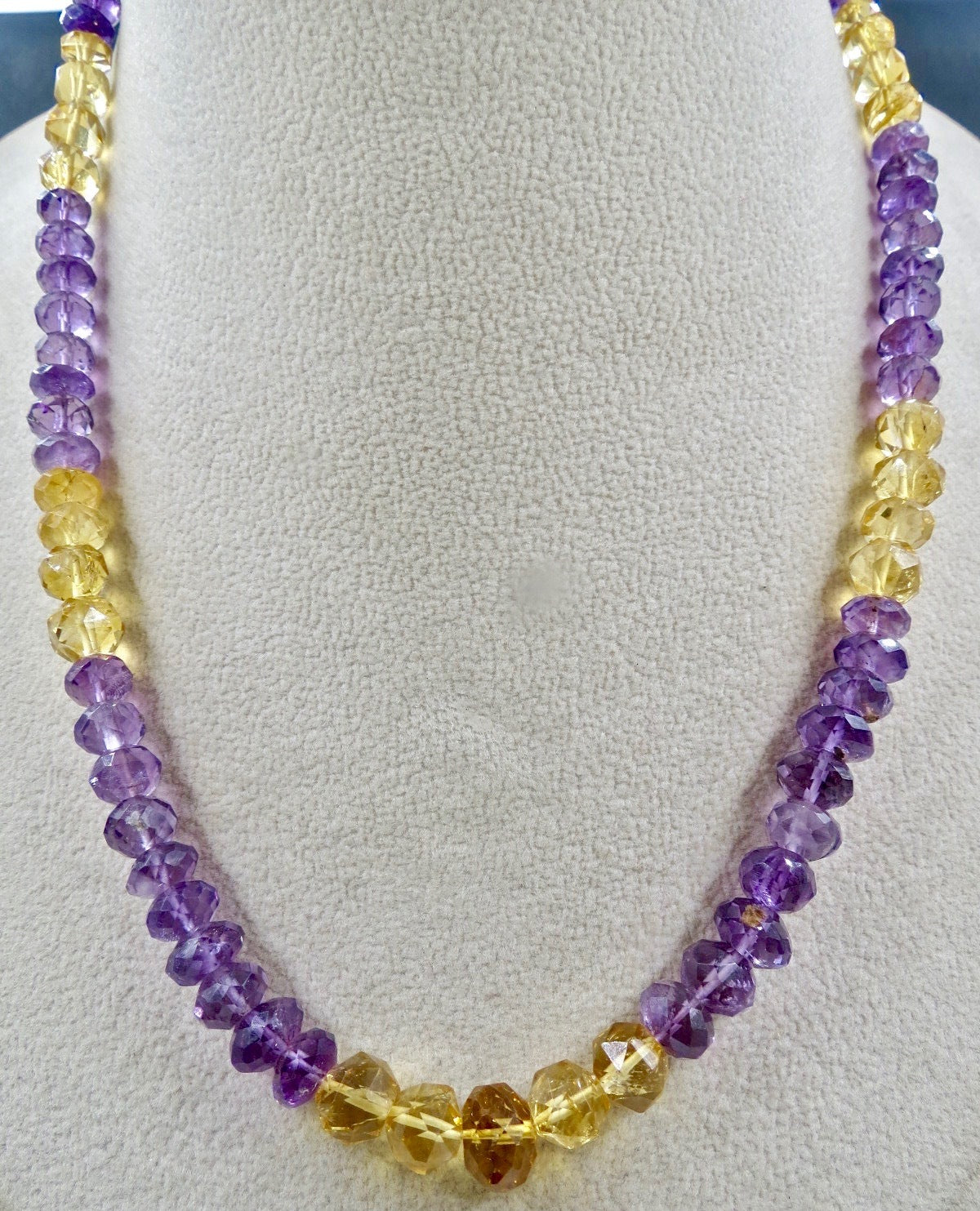 Natural Citrine Amethyst 201ct Faceted Round Beads Gemstone Necklace
