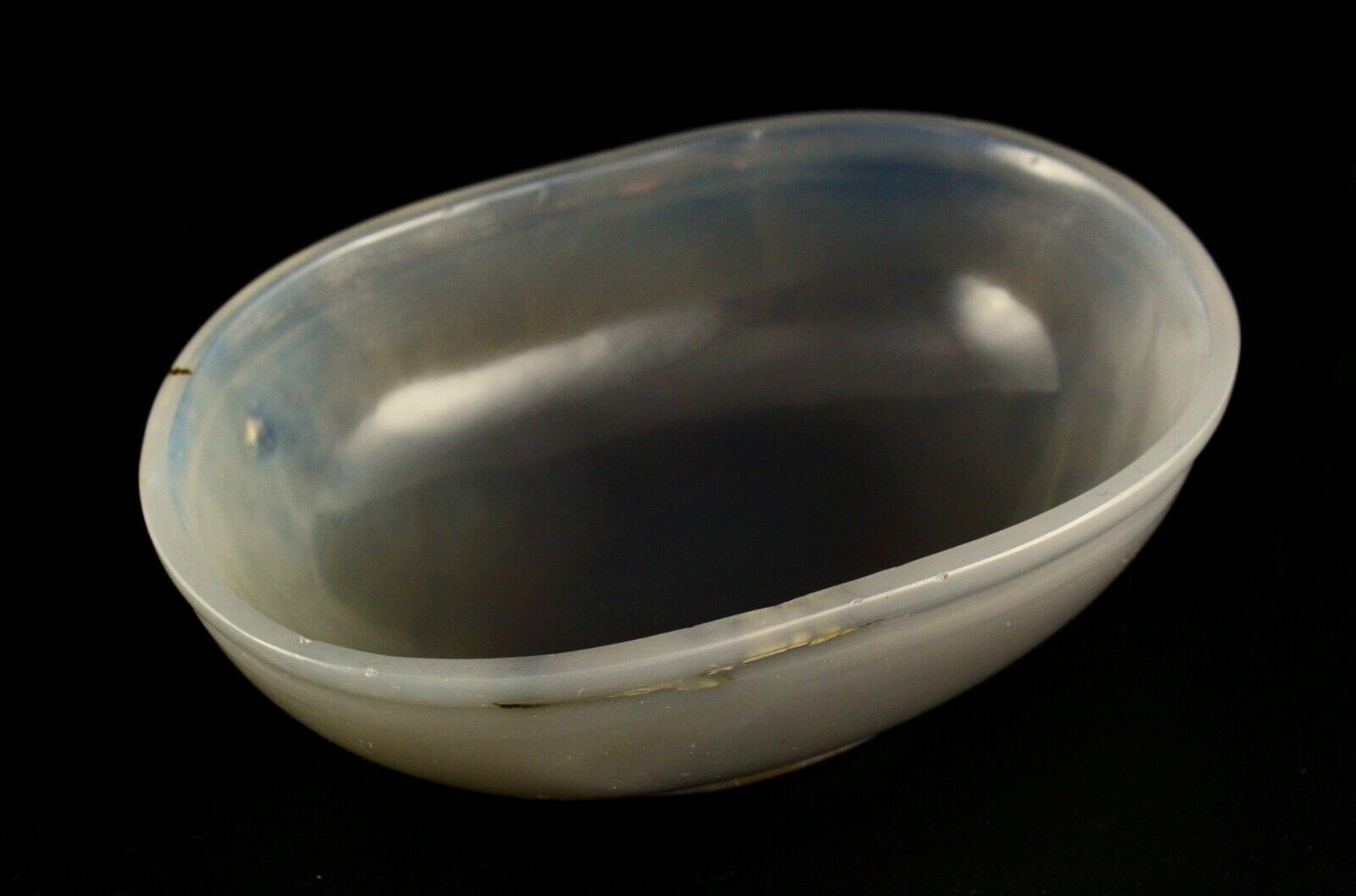 Hand Crafted Natural Chalcedony Carved Oval 683 Carats gemstone Bowl Home Decor