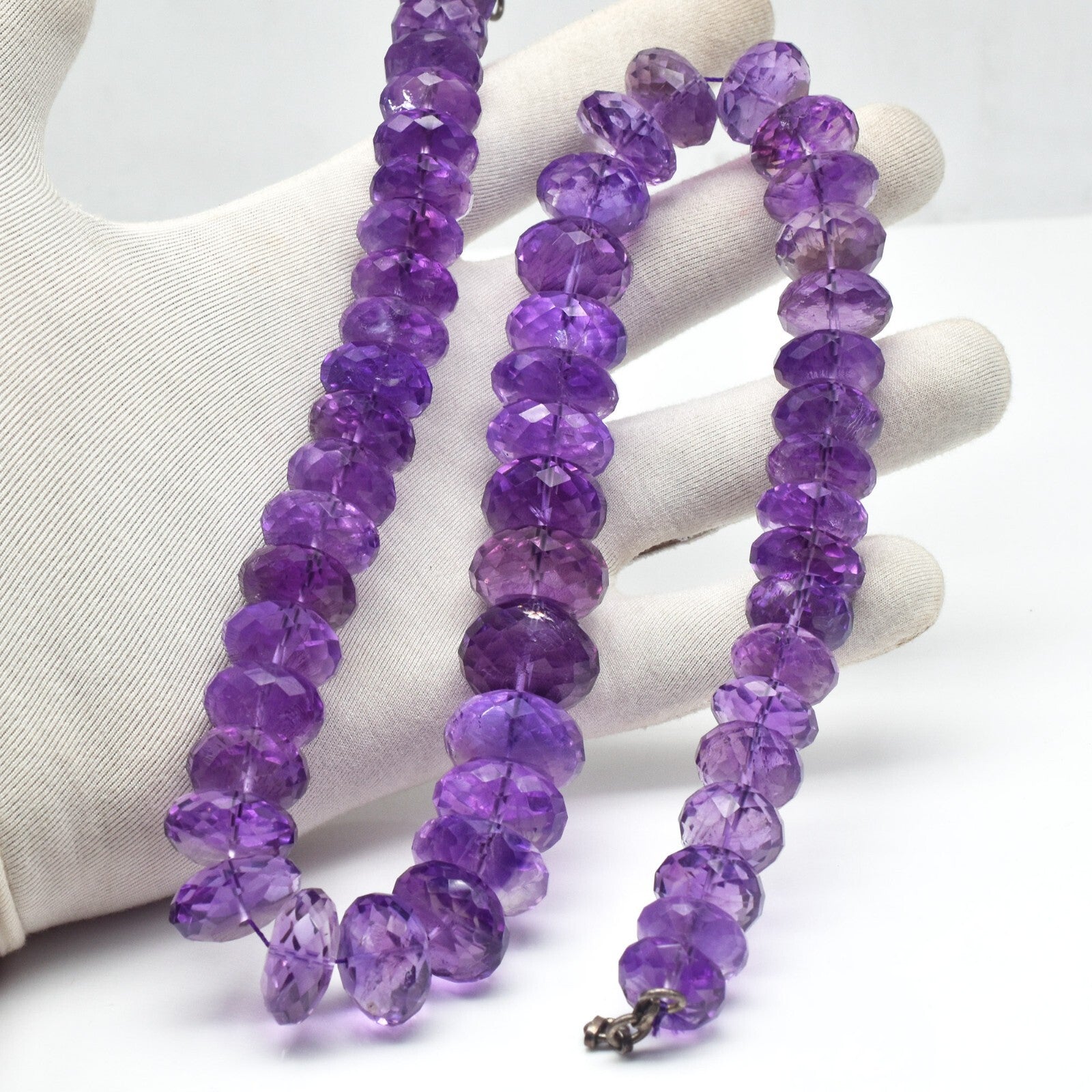 Certified Natural Amethyst Faceted Round Beads 1340 Ct Purple Gemstone Necklace