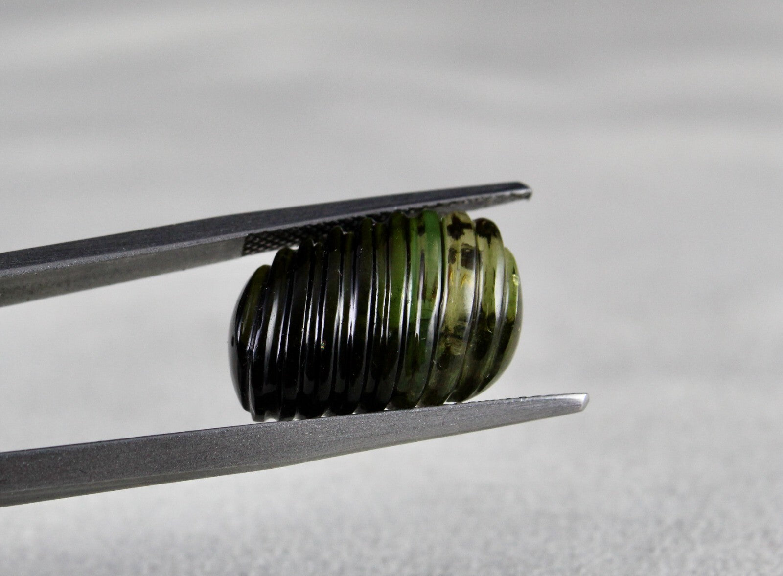 Natural Greenish Black Tourmaline 24.72 Ct Carved Leaves Gemstone Earring Set