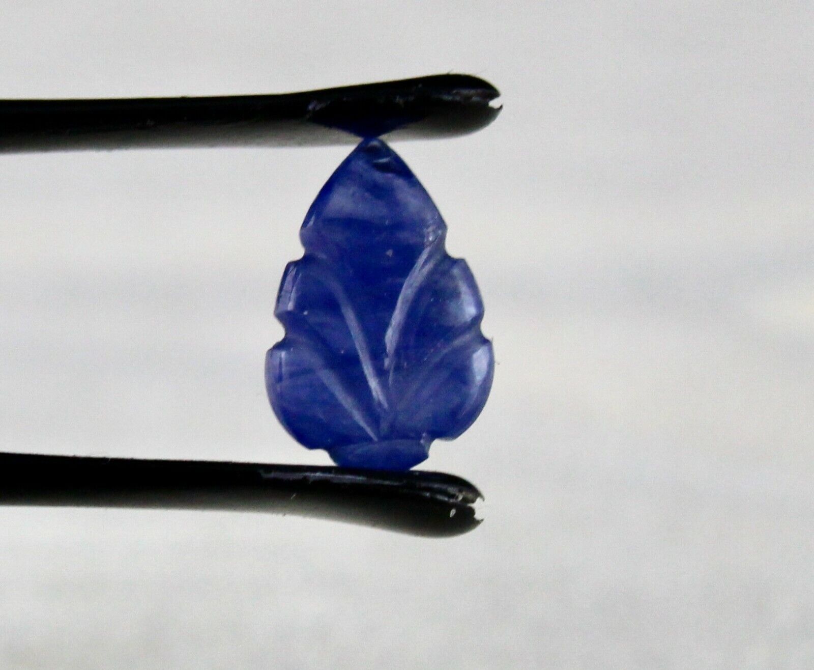 NATURAL UNHEAT BURMA BLUE SAPPHIRE CARVED LEAF 1.87 CARATS GEMSTONE RING PENDANT