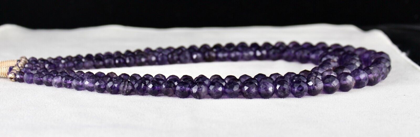 Natural Amethyst Round Faceted Beaded Necklace 3 Line 839 Carats Finest Gemstone